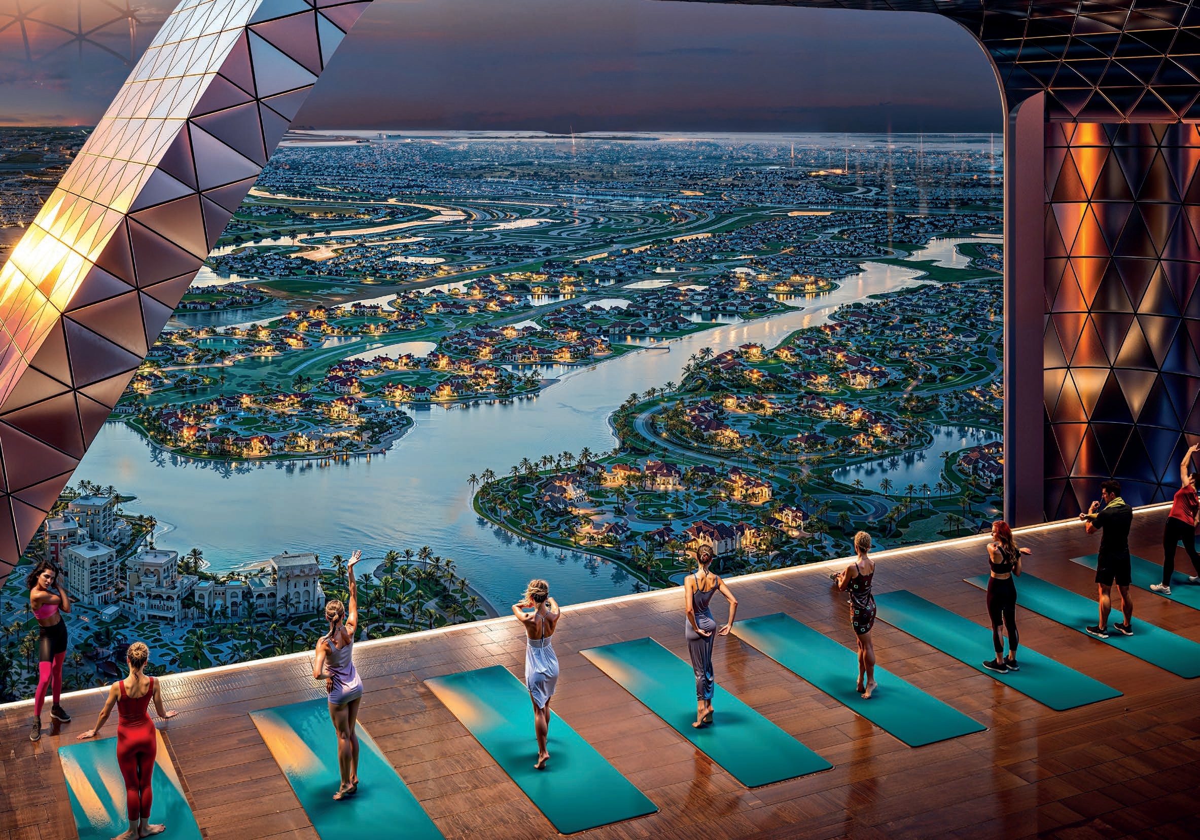 Yoga deck with instructor