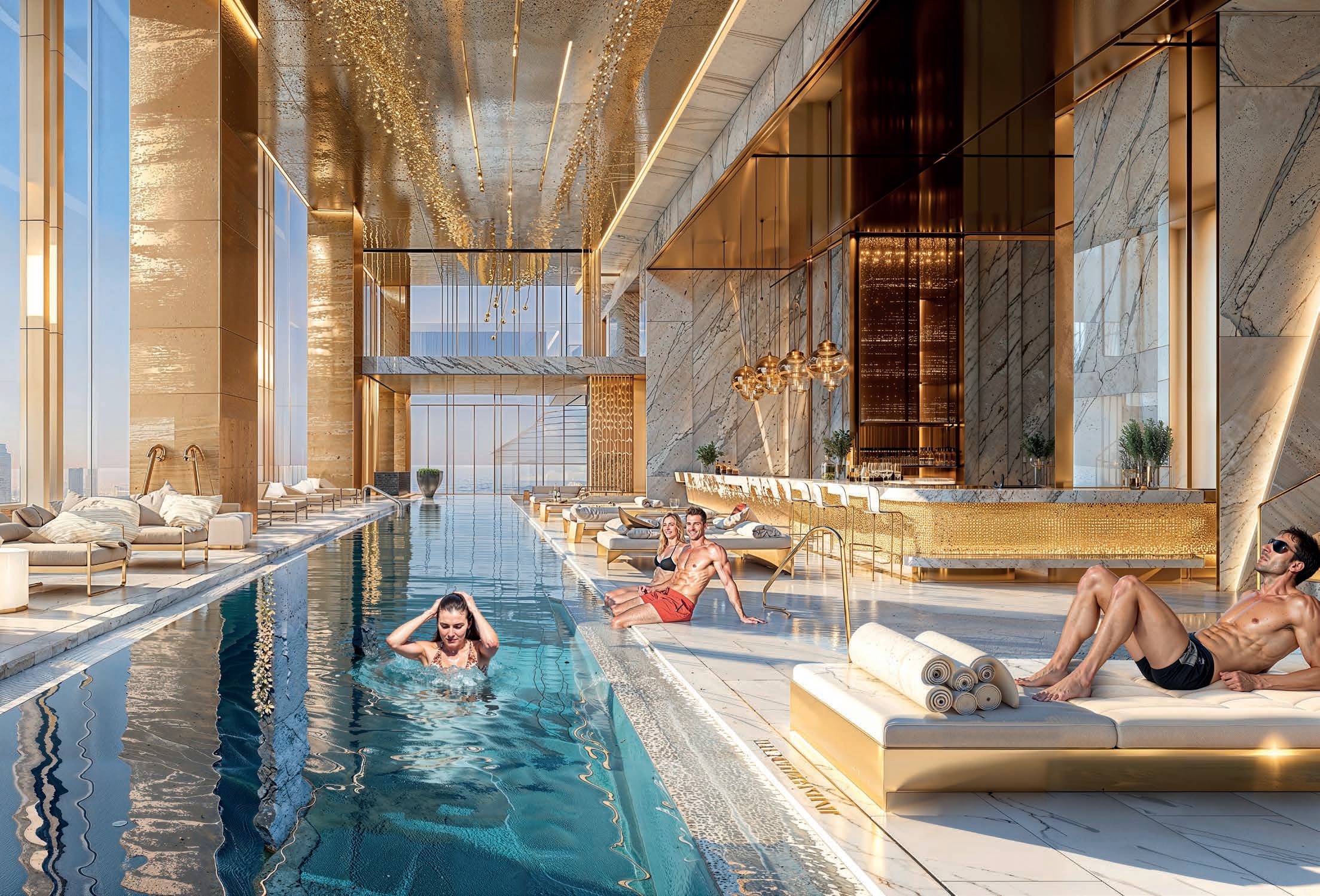 Rooftop pool bar